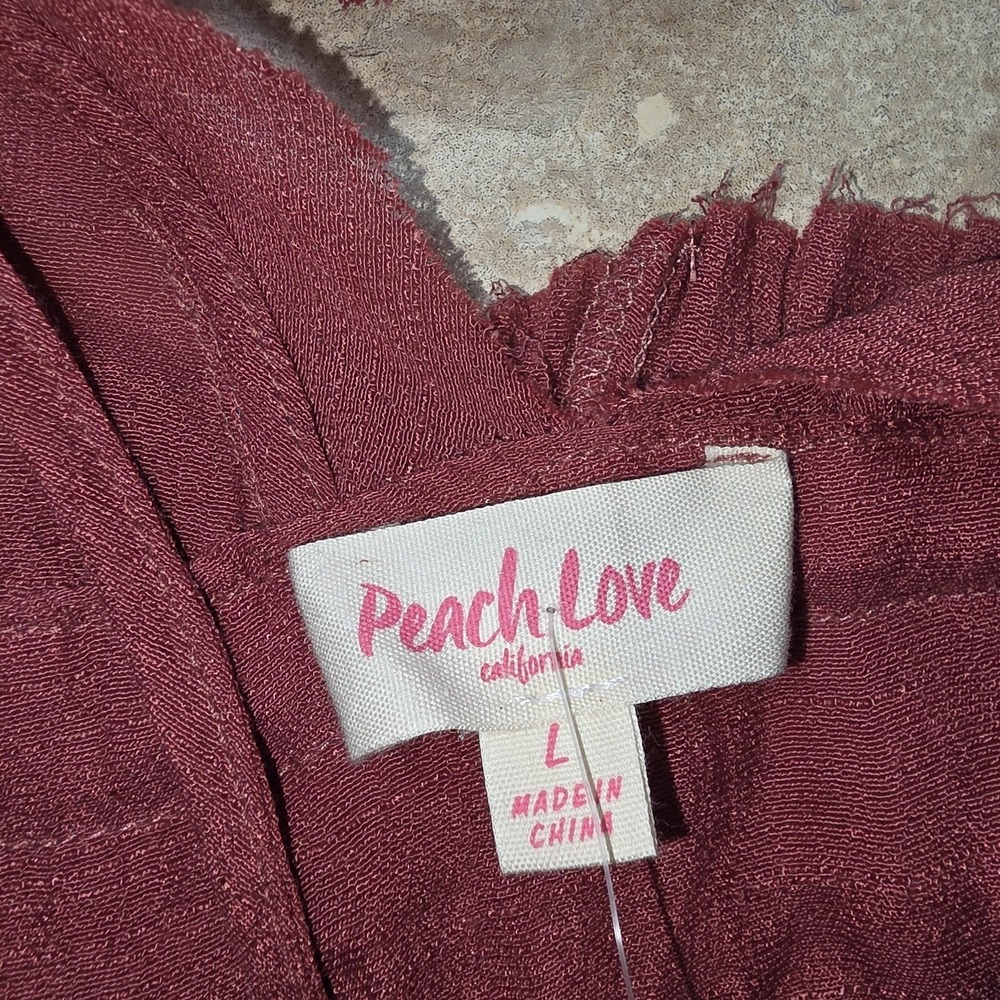 Peach Love California Boho Dress Women L Rose Bell Sleeve Mini Beach Cover Gypsy - Picture 8 of 13
